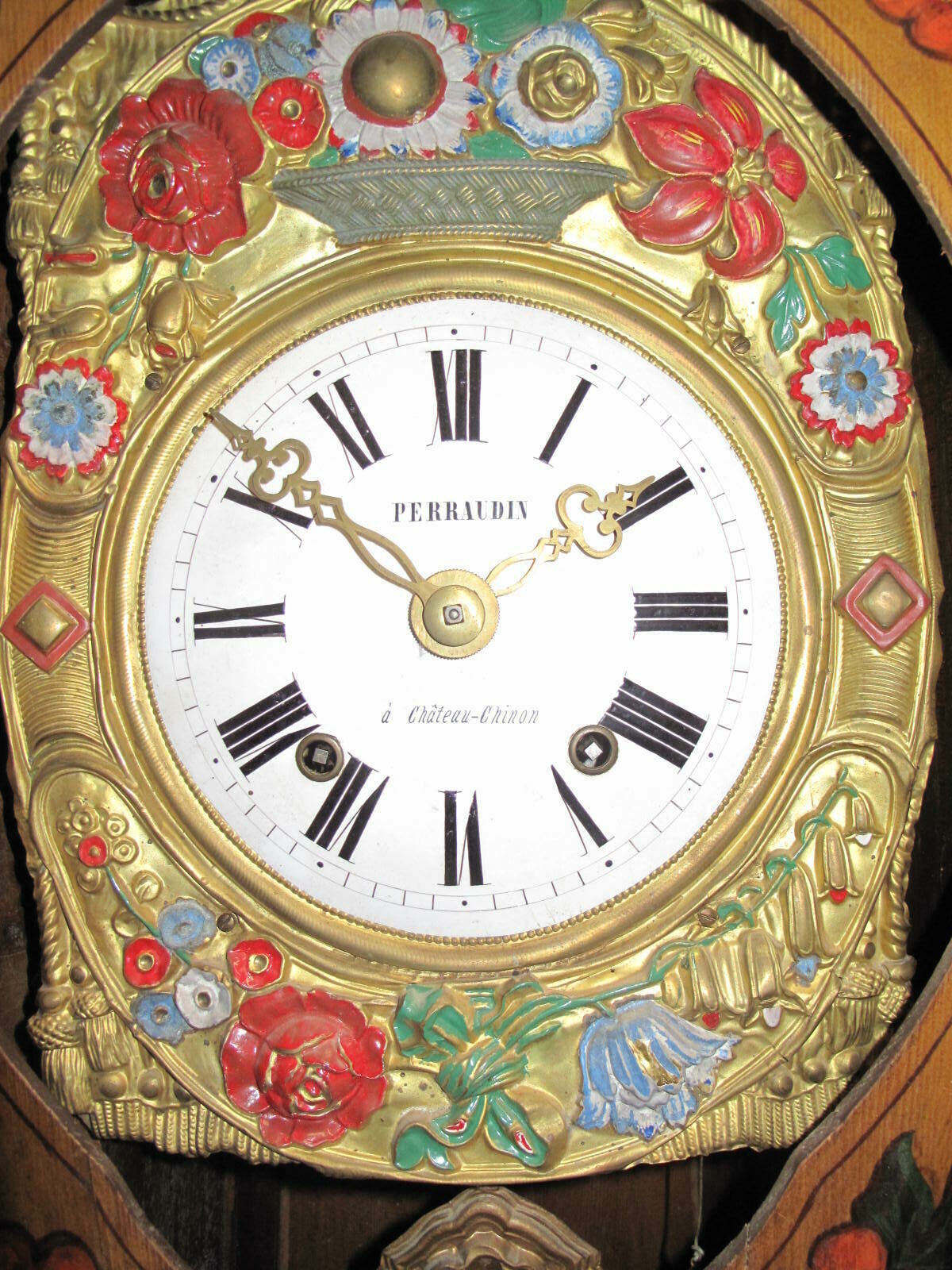 19th Century Hand Painted Comtoise Clock French Country Antiques